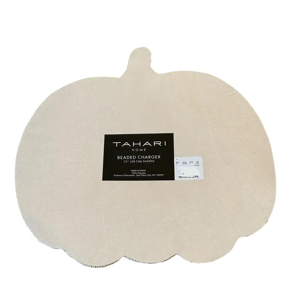 TAHARI Beaded PUMPKIN Placemat 15in Multicolor Fall Thanksgiving Kitchen New